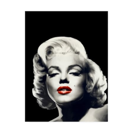 Chris Consani 'Red Lips Marilyn In Black' Canvas Art,14x19